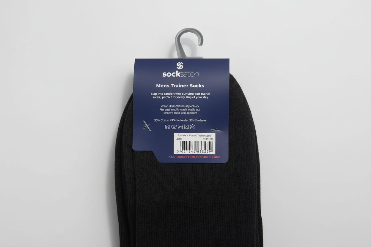 Socksation Men’s 7 Day Trainer Socks – 7 Pack (Black)