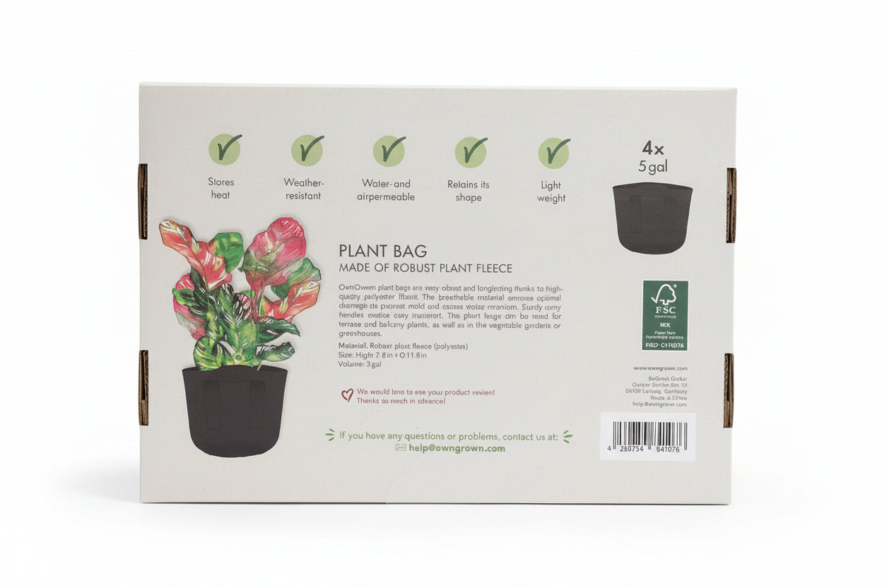 OwnGrown Plant Grow Bags — 4 × 5 Gallon Plant Bags (Reusable Garden Planters)