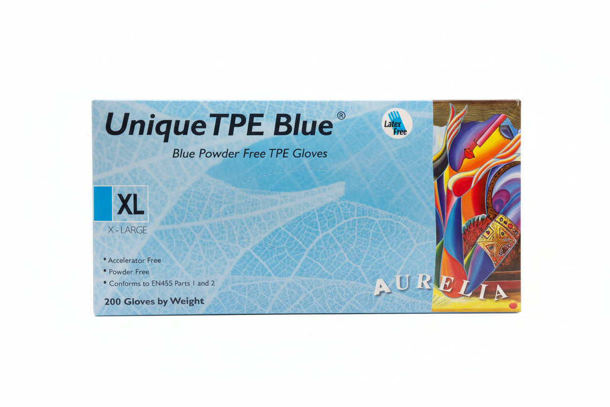 Unique TPE Blue Powder-Free Gloves – XL (200 Pack)large