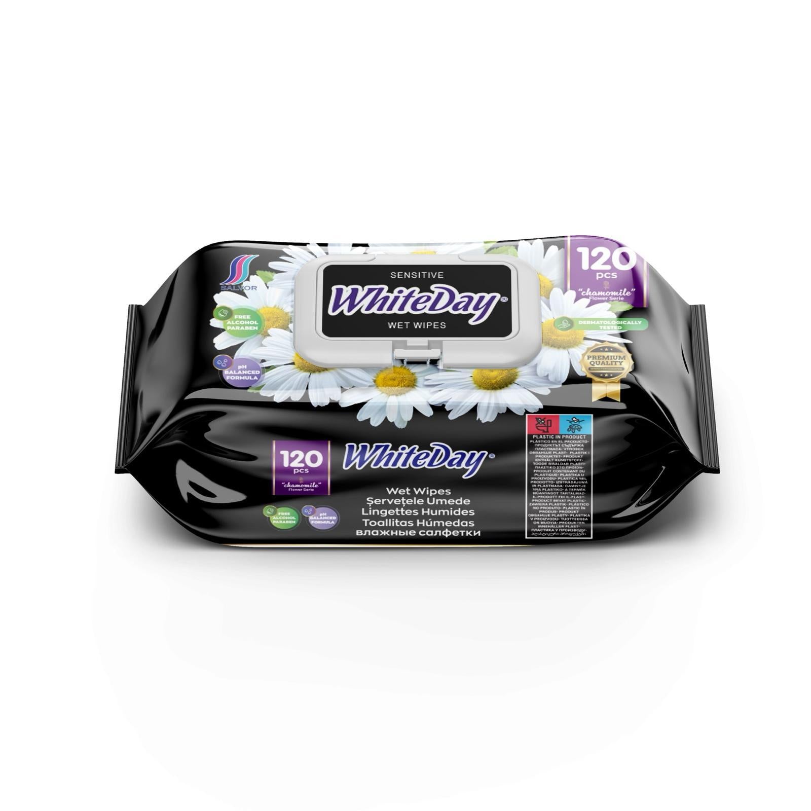 WhiteDay Antibacterial Cleaning Wipes Assorted Scents  – All-Purpose Hygienic Moist Wipes for Hands & Household Surfaces, Resealable Pack of 120 Pcs