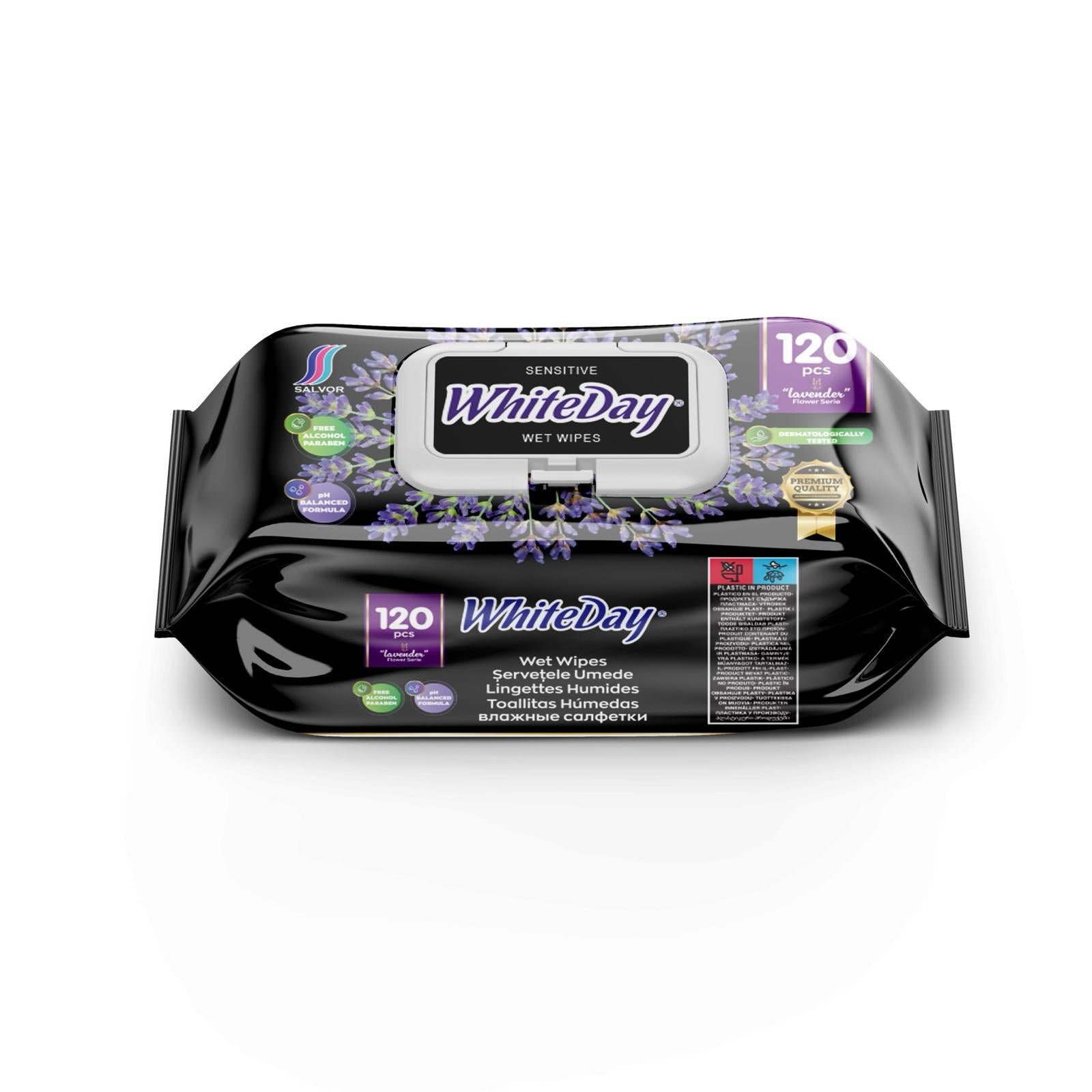 WhiteDay Antibacterial Cleaning Wipes Assorted Scents  – All-Purpose Hygienic Moist Wipes for Hands & Household Surfaces, Resealable Pack of 120 Pcs