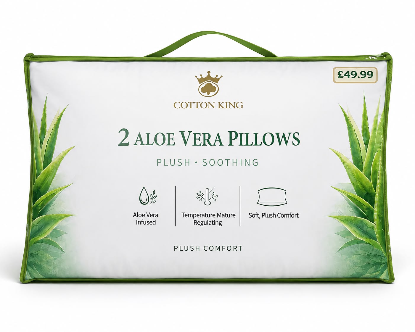 ALOE VERA PILLOW SET - PACK OF 2 - SUPER SOFT,PREMIUM & COZY by COTTON KING