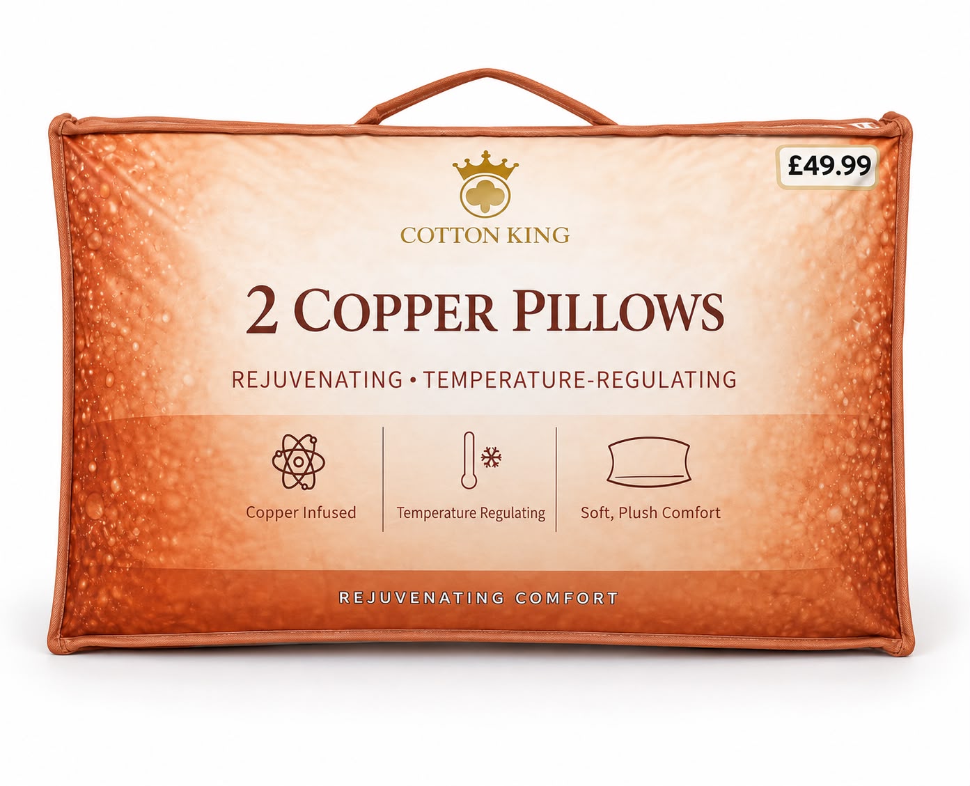 COPPER PILLOW SET - PACK OF 2 - COPPER INFUSED & TEMPERATURE-REGULATING by Cotton King