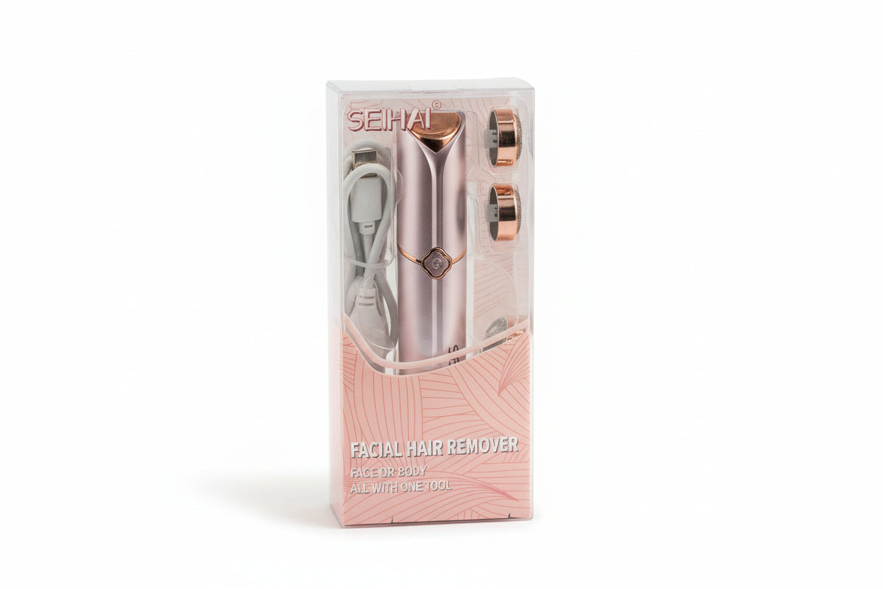 SEIHAI Rechargeable Facial Hair Remover – Electric Face & Body Hair Trimmer with Replacement Heads