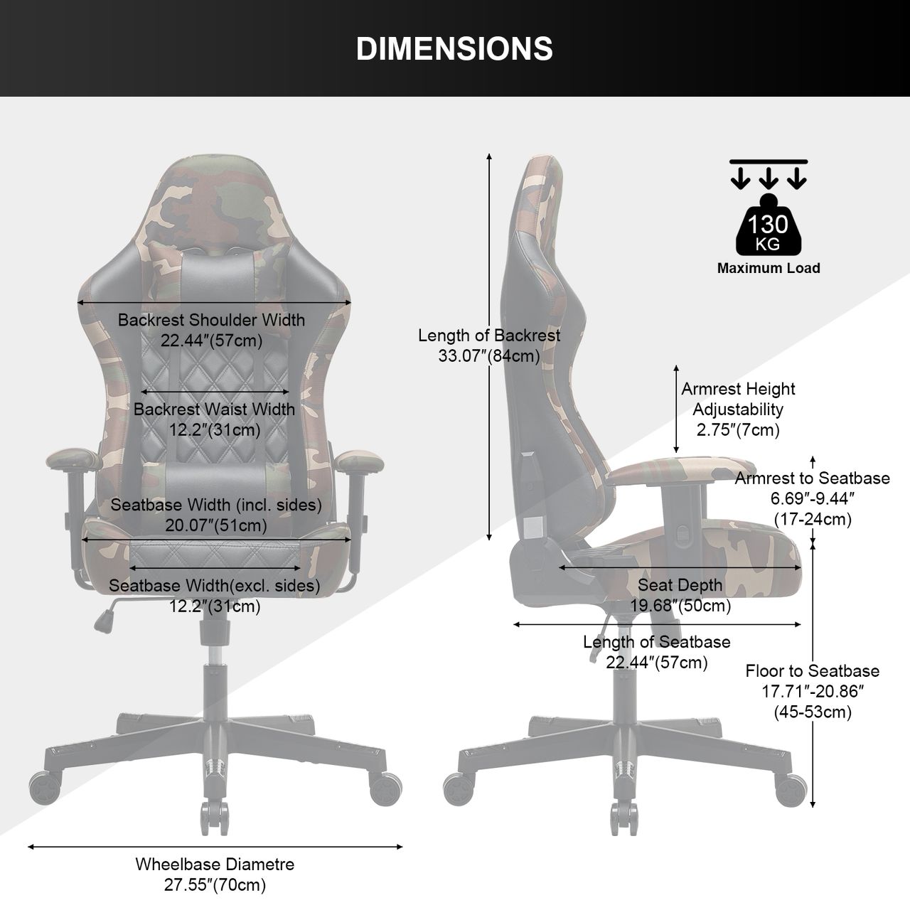 GAMING CHAIR - ARMY/CAMOUFLAGE THEME - COMFORTABLY BUILT