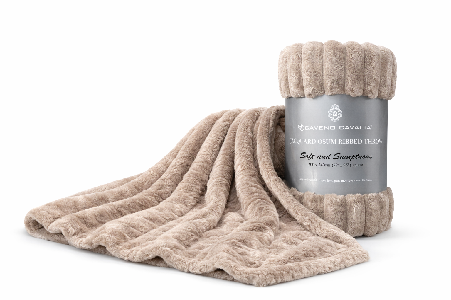 Gaveno Cavailia Jacquard Osum Ribbed Throw Blanket – 200 × 240cm