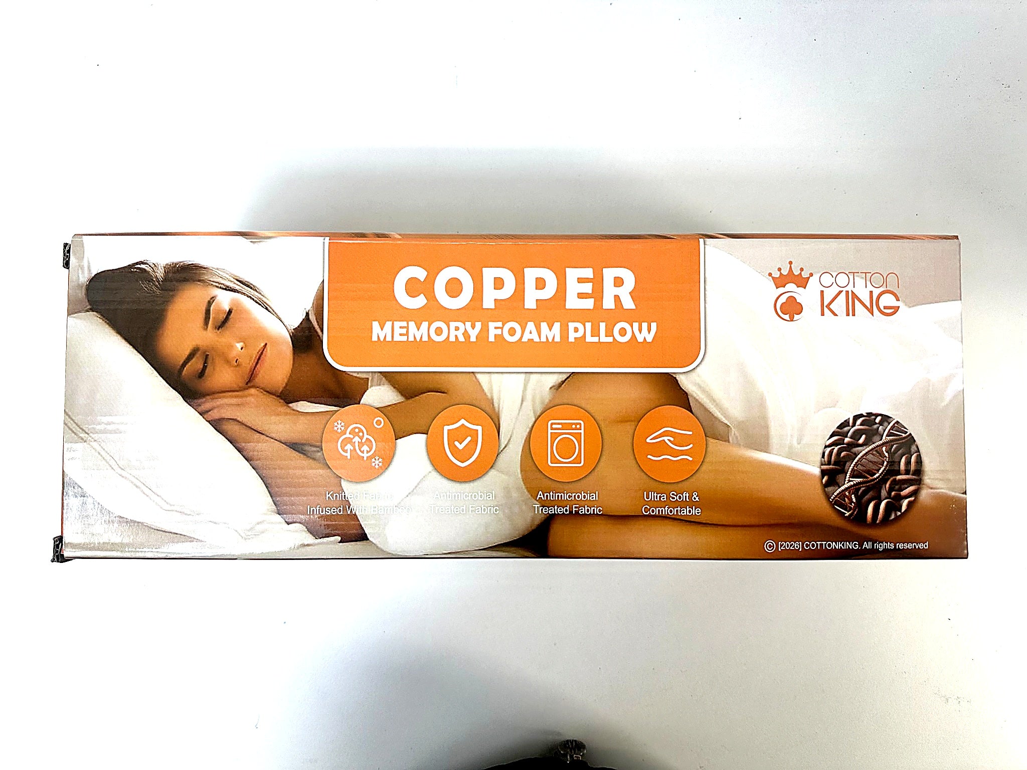 Bulk Deal - 6x Cotton King Copper Memory Foam Pillow – 6 Pack Carton Box (Premium Comfort Pillows)