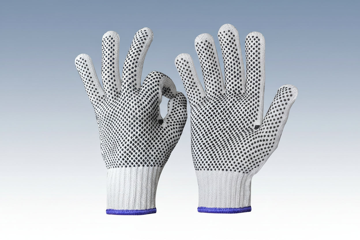 24 Pairs Polka Dot Grip Work Gloves – Heavy Duty Warehouse & Industrial Use