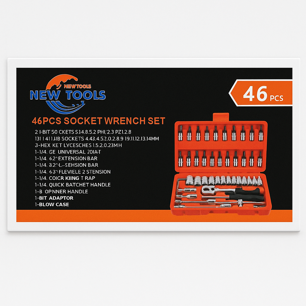 46-Piece Socket Wrench Set – Compact & Versatile Hand Tool Kit