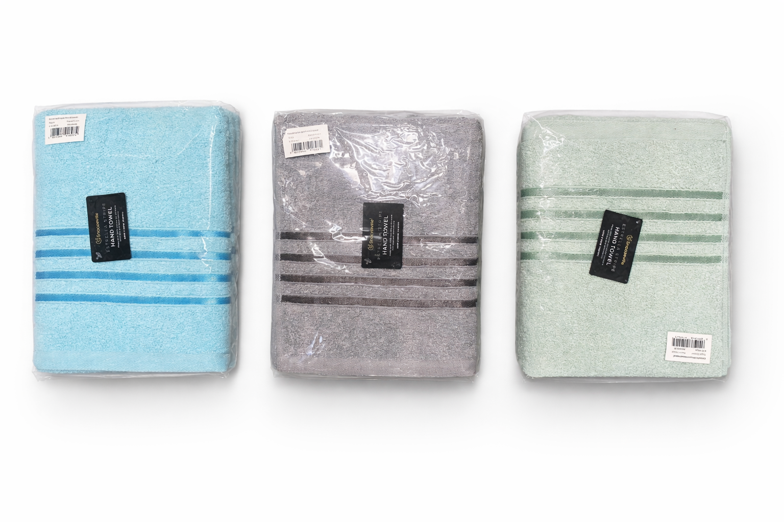 Snoozeville 100% Cotton Hand Towels – Soft, Absorbent Bathroom Towels with Stripe Design (Assorted Colours)