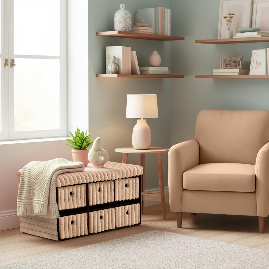 Gaveno Cavailia ribbed luxe 6 drawer ottoman chest