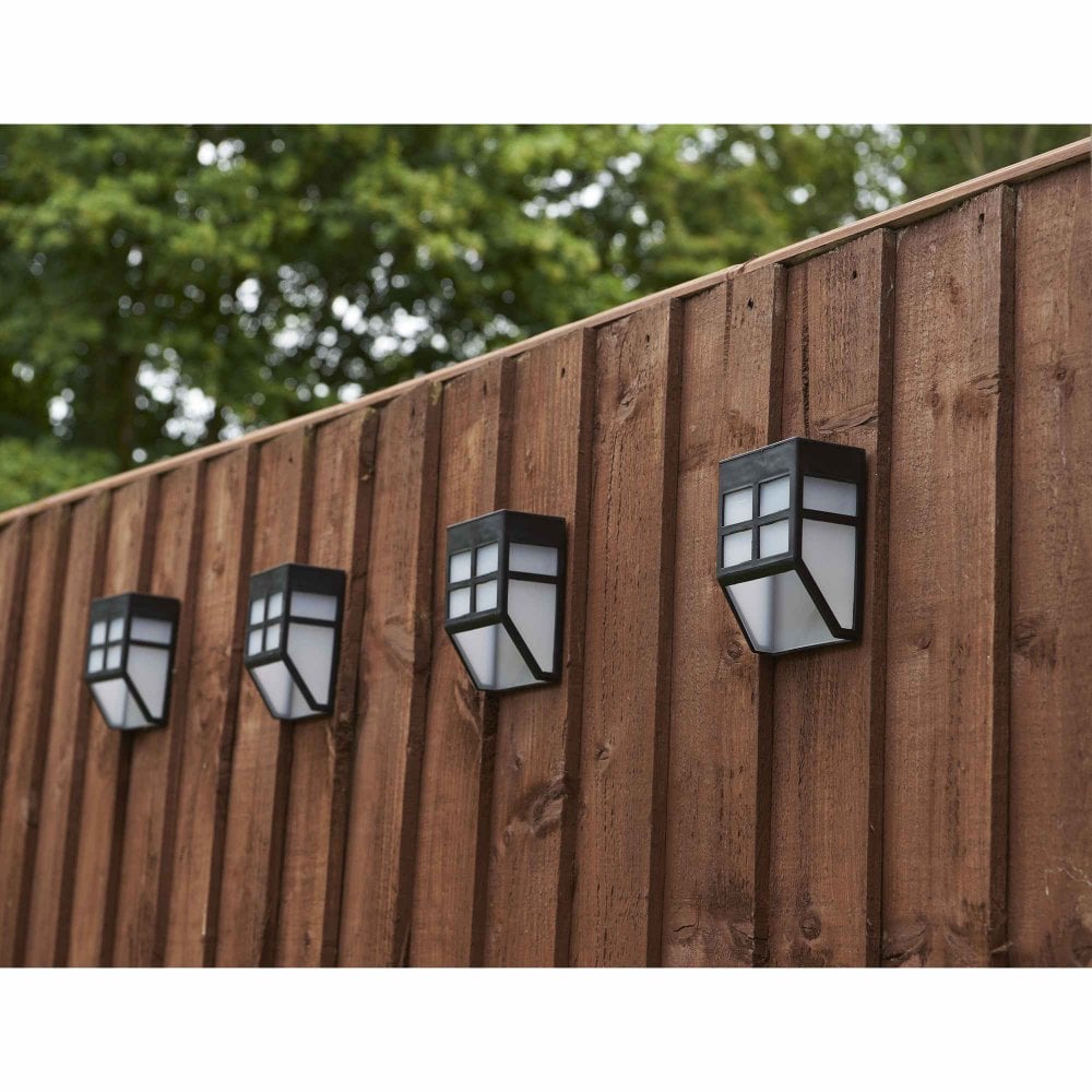 Greenhurst Solar Fence Lights Pack of 4 – Warm White LED Outdoor Garden Lights