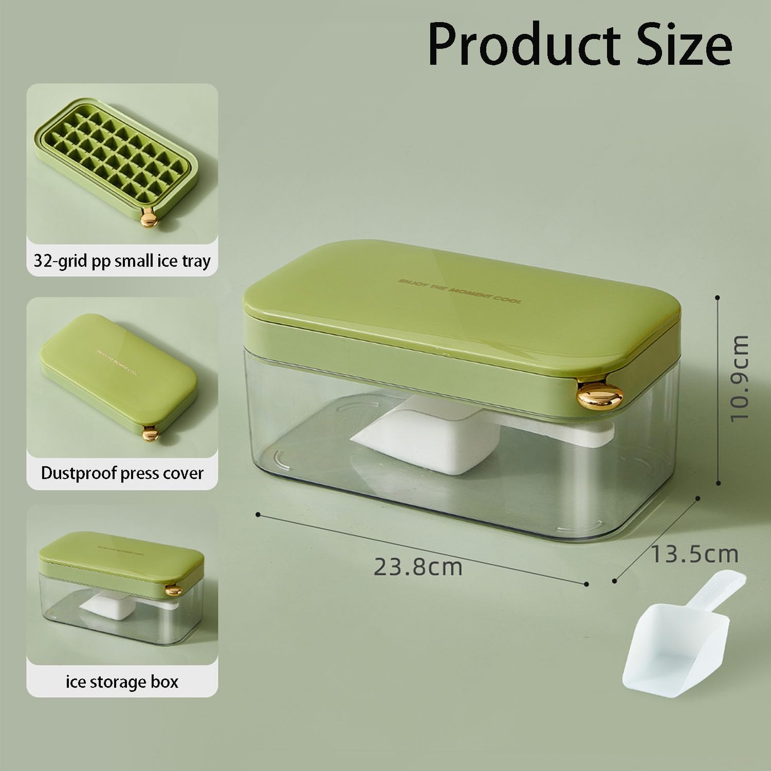Ice Cube Tray with Lid and Container, Ice Cube Tray with Lid, 32 Pieces Ice Cubes, Release All Ice Cubes