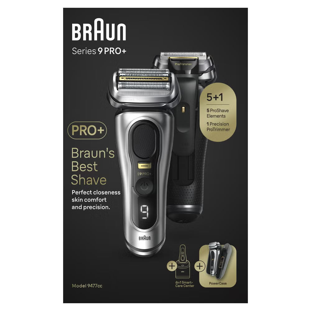 Braun Series 9 Pro+ Shaver with Cleaning, Charging Station & Power Case 9477cc