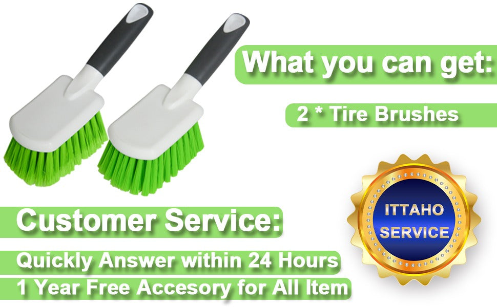 2 Pack Car Wheel Cleaning Brush Set – Soft Bristle Tire & Interior Detailing Brushes for Wheels, Rims & Upholstery