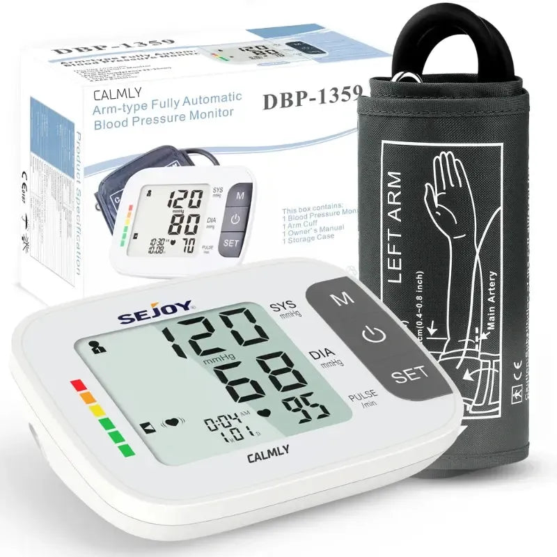 DBP-1359 Upper Arm Blood Pressure Monitor – Automatic Digital Pressure Tracker with LCD Display & 90 Memory Readings