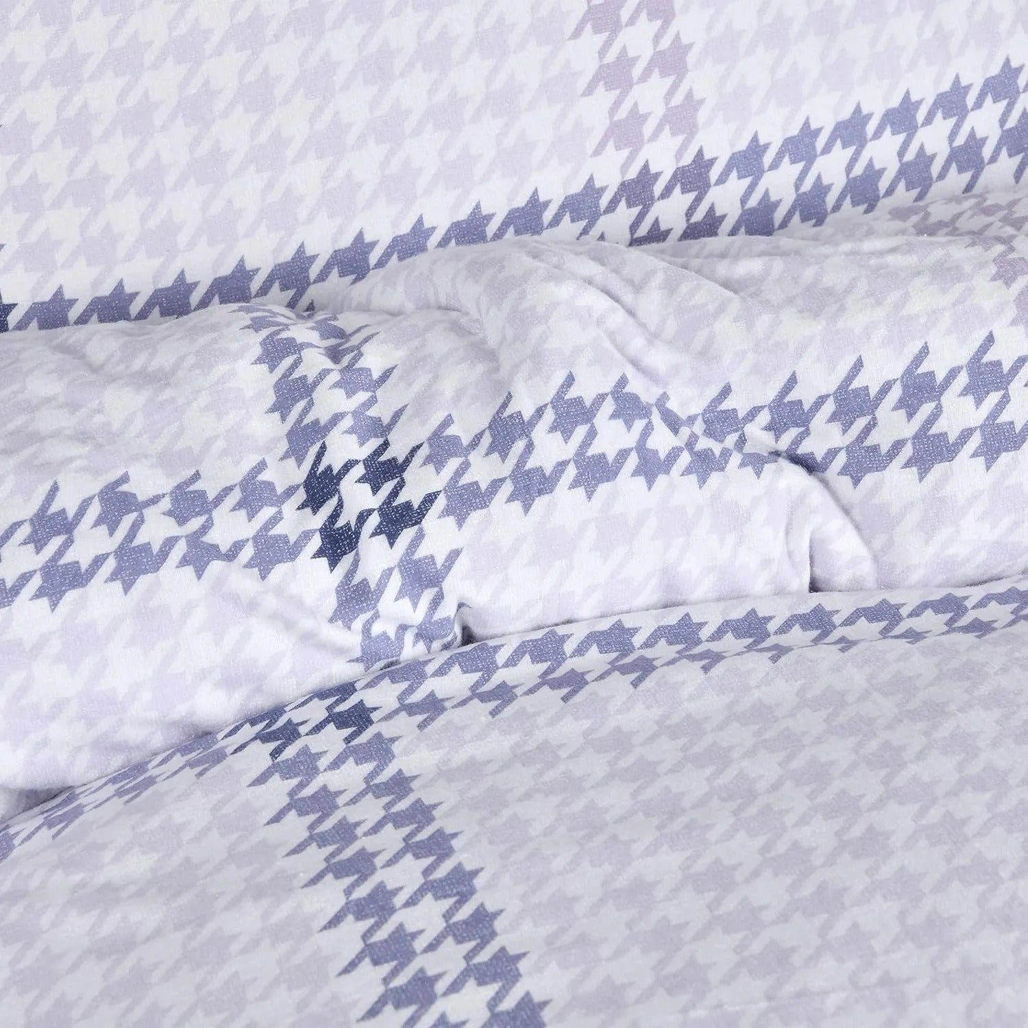 Luxury Houndstooth Check Brushed Cotton Duvet Cover Set – Soft Easy Care Bedding Set with Pillowcase(s)