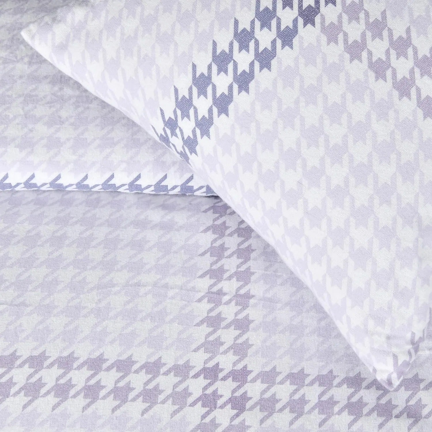 Luxury Houndstooth Check Brushed Cotton Duvet Cover Set – Soft Easy Care Bedding Set with Pillowcase(s)