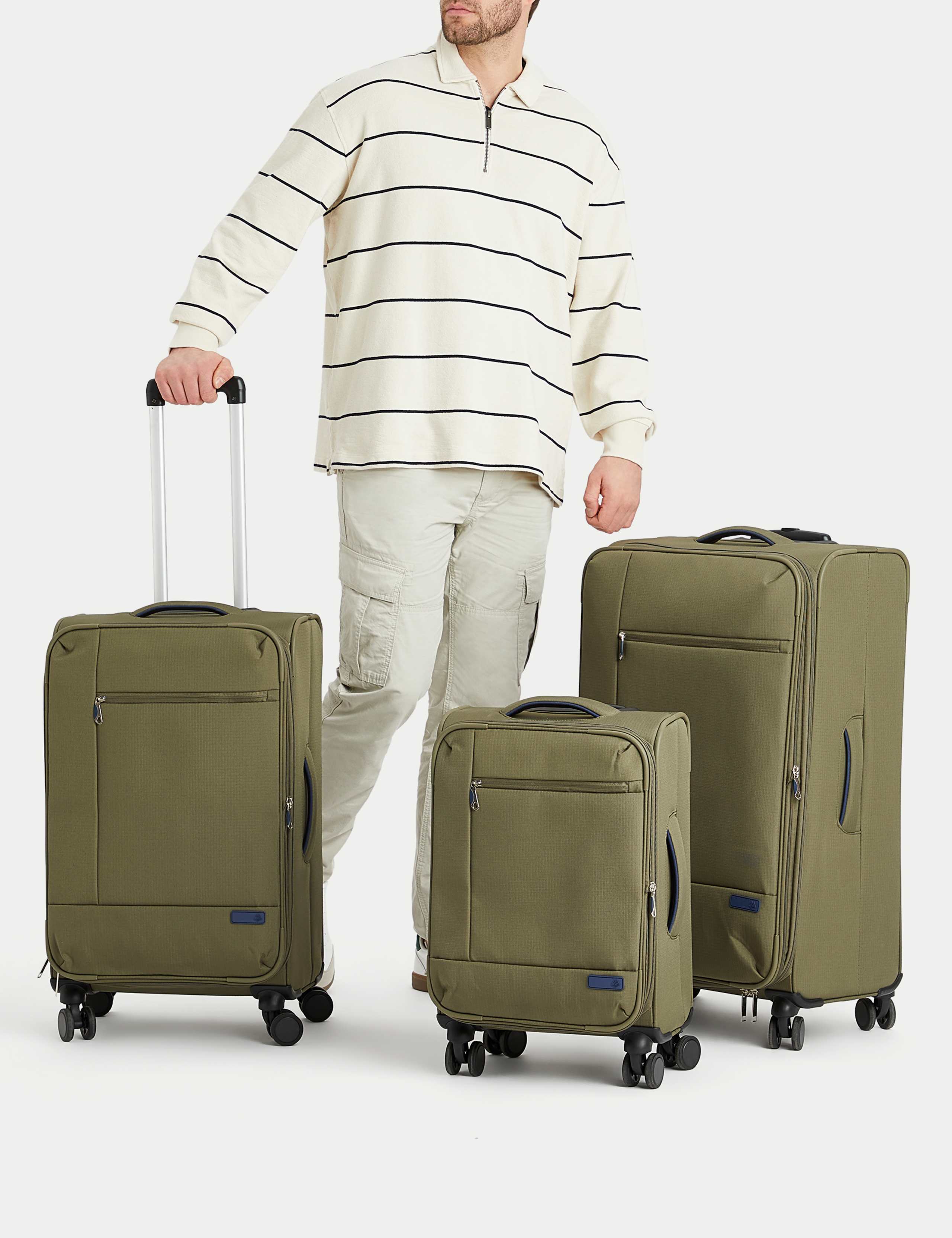 Seville 4-Wheel Suitcase – Lightweight Travel Luggage with Spinner Wheels (Small / Medium / Large) - Khaki