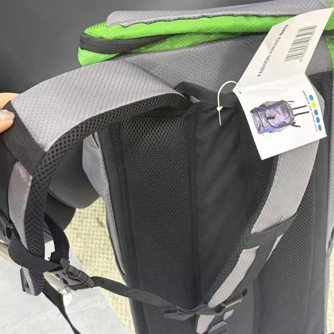 45L Outdoor Hiking Backpack – Waterproof Travel Rucksack with Multiple Compartments (Grey/Green)