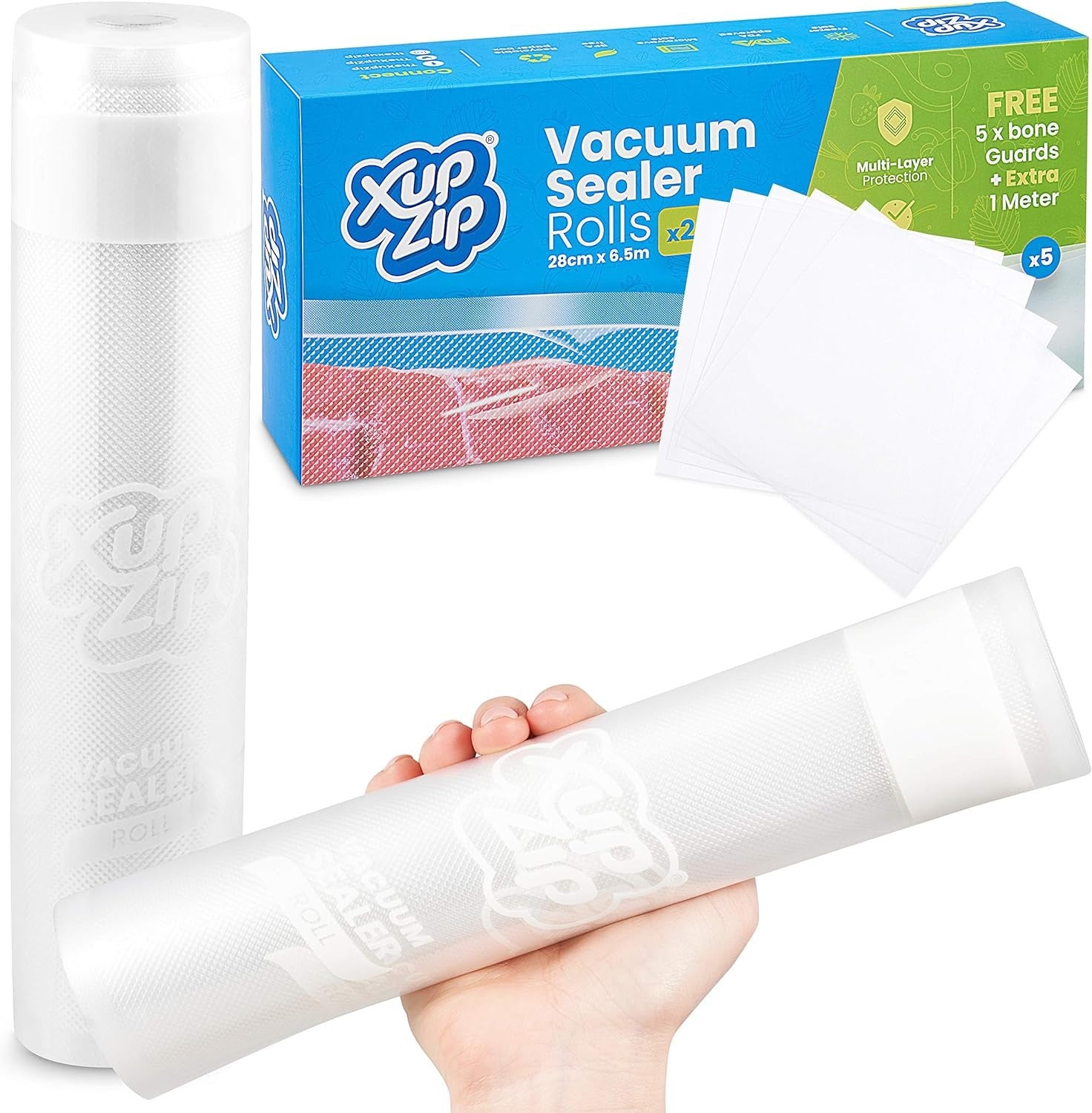 XupZip Heavy Duty Vacuum Sealer Rolls – 28cm x 6.5m BPA-Free Sous Vide Food Bags