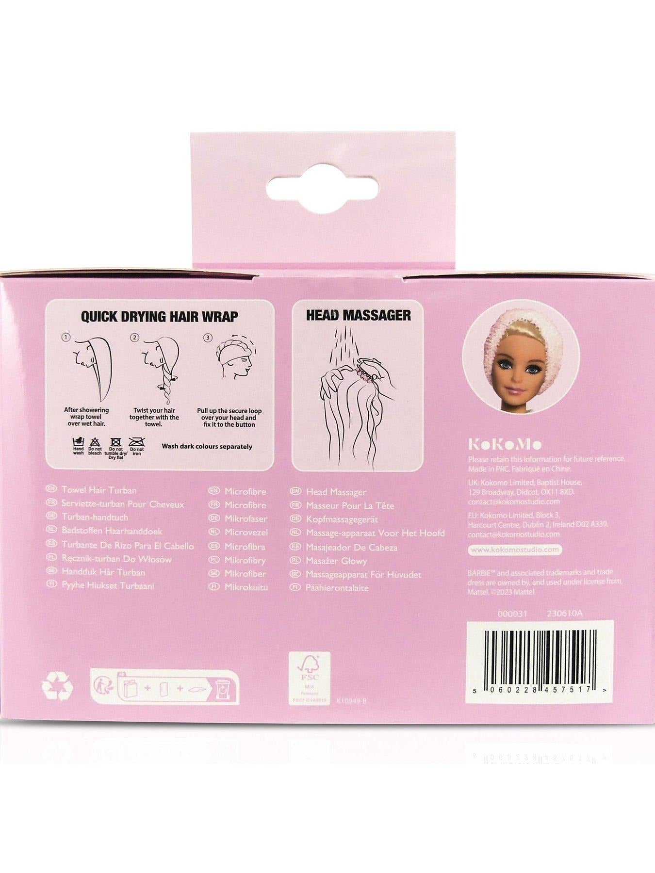 Barbie Hair Care Set – Hair Towel Turban & Head Massager Duo