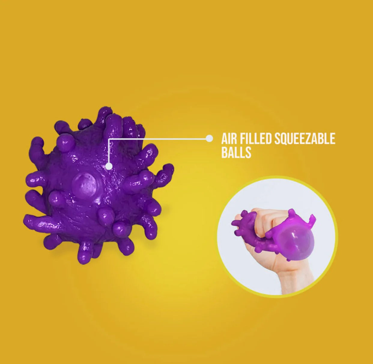 Pack of 3 Air-Filled Stress Balls – Messy Foam Texture Fidget Toy (Red, Purple & Green)
