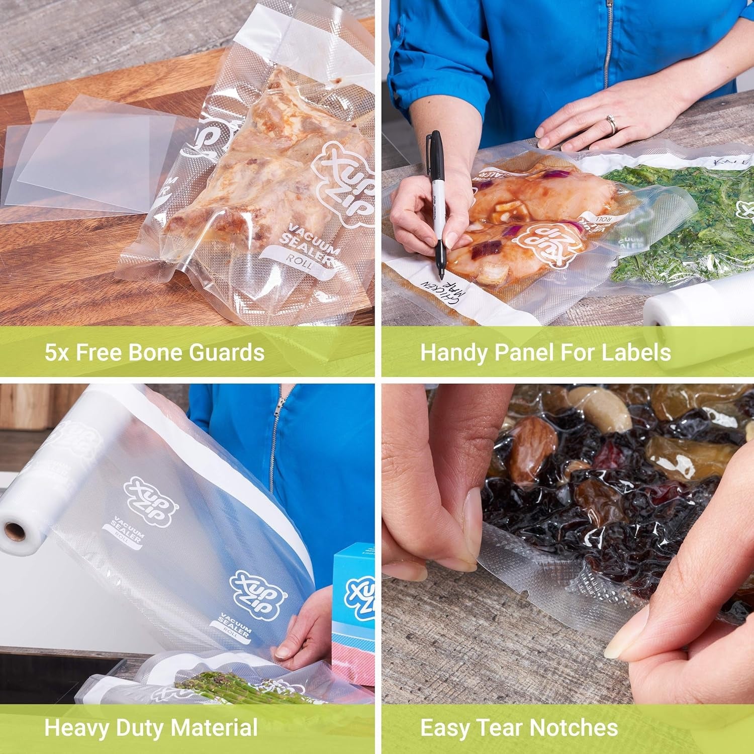 XupZip Heavy Duty Vacuum Sealer Rolls – 28cm x 6.5m BPA-Free Sous Vide Food Bags