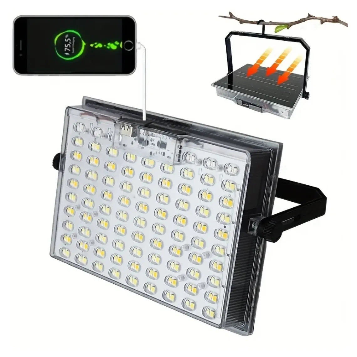 Solar Powered Waterproof Floodlight – LED Outdoor Light with USB Emergency Charging