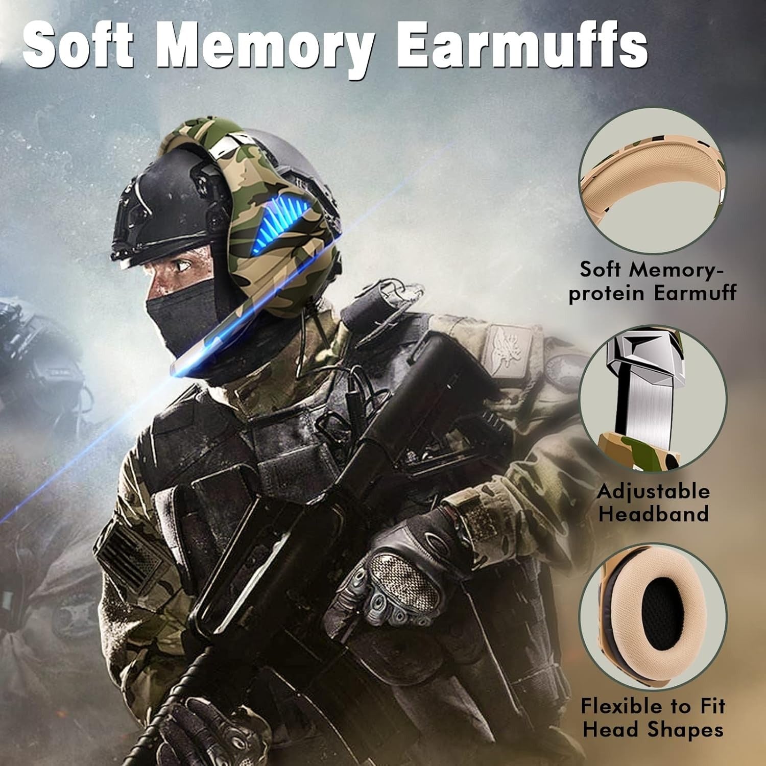 Beexcellent GM-500 Gaming Headset for PS5, PS4, Xbox One, Switch & PC – Camo Stereo Gaming Headphones with Noise Cancelling Mic