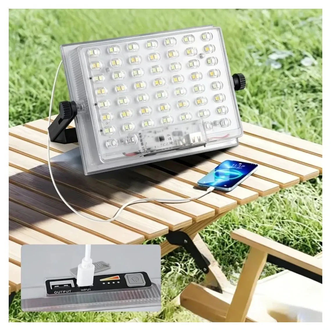 Solar Powered Waterproof Floodlight – LED Outdoor Light with USB Emergency Charging
