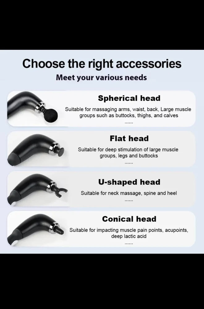 Fascial Gun – 9 Speed Massager with 4 Heads (Type-C Charging)