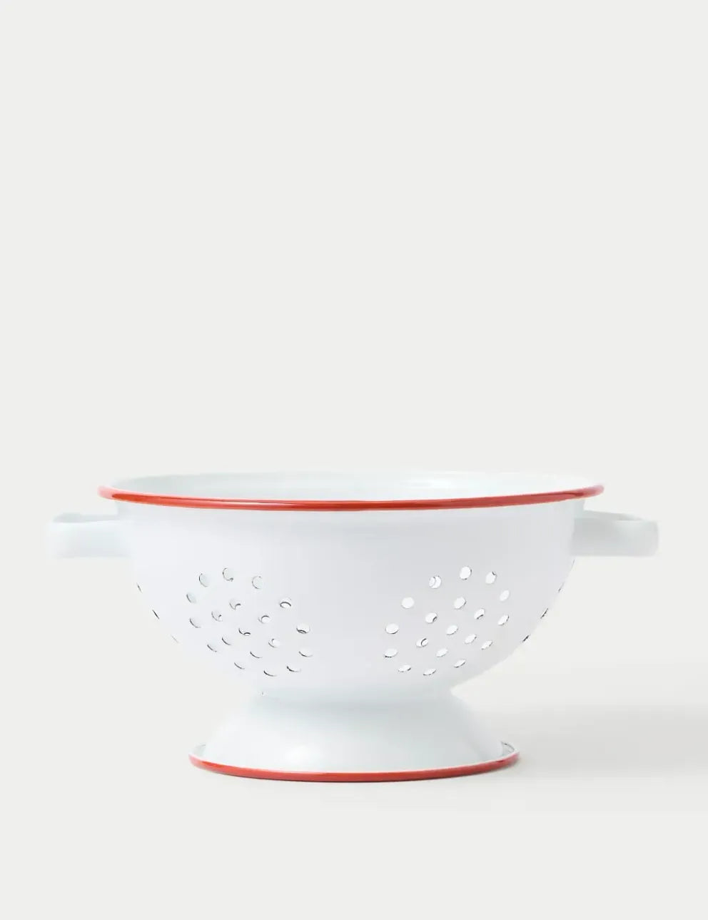 High Street Enamel Colander – White with Red Trim, Durable & Dishwasher Safe