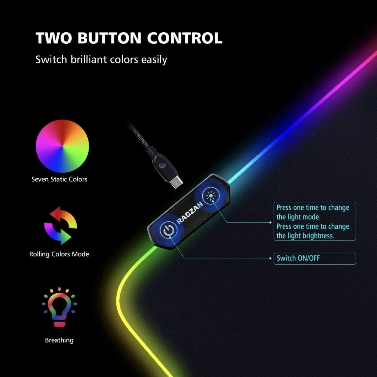 RAGZAN Large RGB Backlit Mouse Pad for Gamers