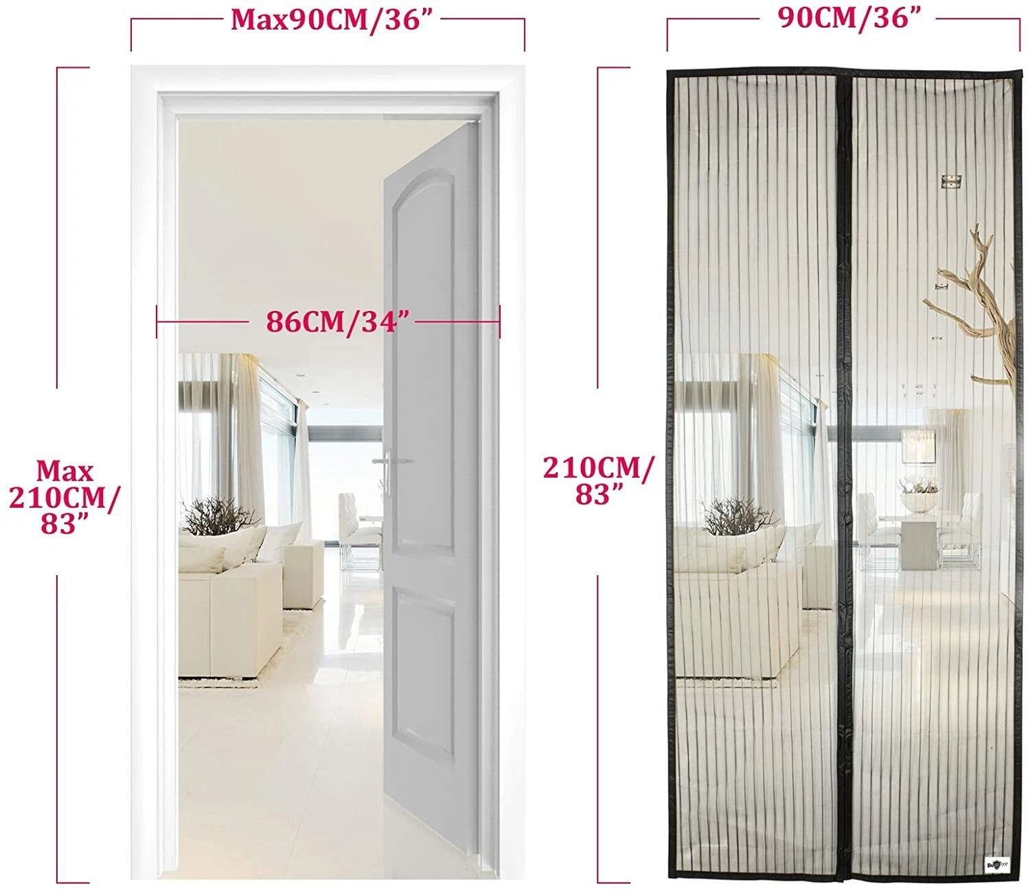 Bulk Deal: Apalus Magnetic Screen Door Mesh Curtain – 10 Pieces for £40 (White & Black, 80×200cm, 28 Magnets)