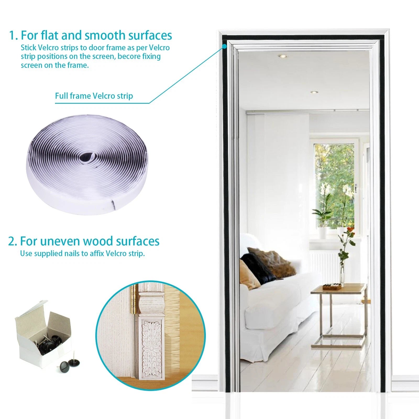 Bulk Deal: Apalus Magnetic Screen Door Mesh Curtain – 10 Pieces for £40 (White & Black, 80×200cm, 28 Magnets)