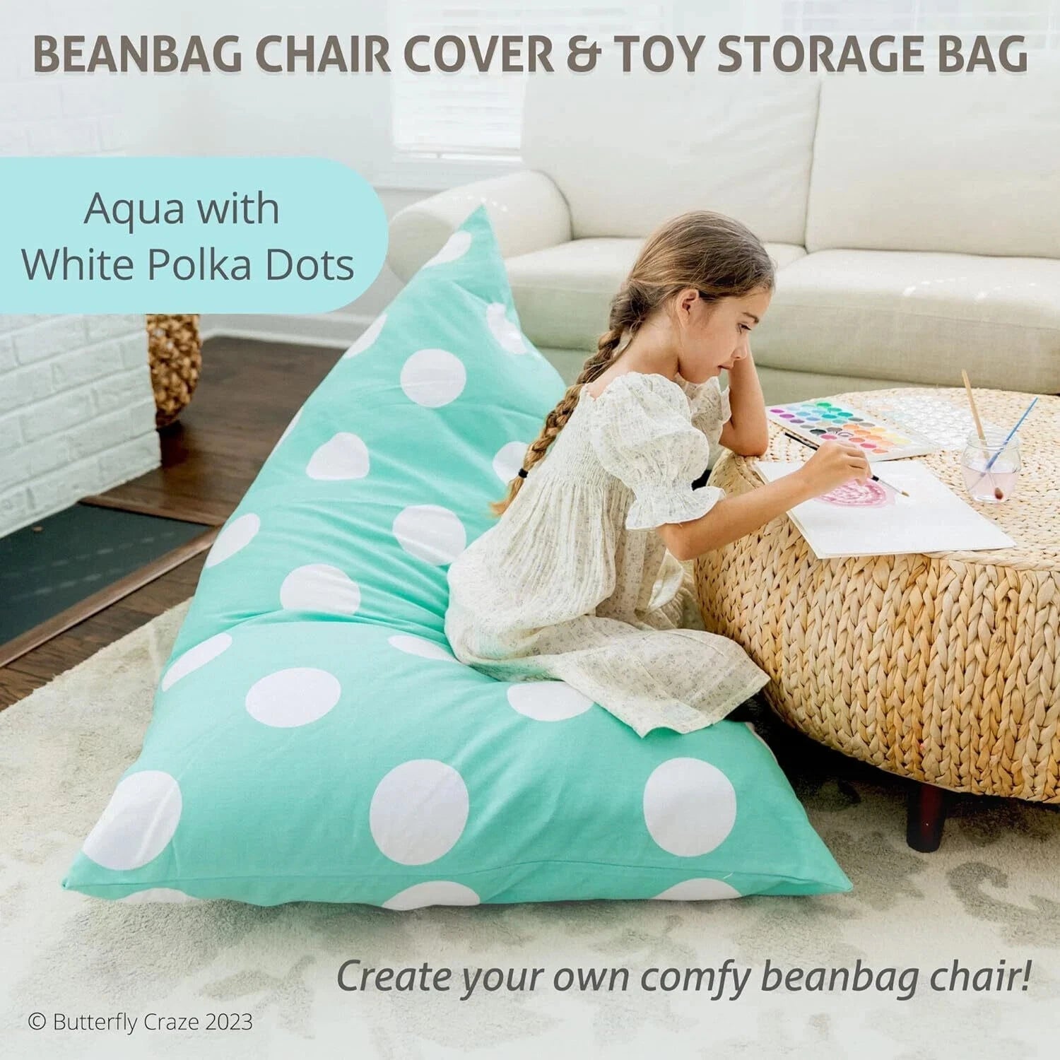 Bulk Deal: Bean Bag Cover with Storage Function – 12 Pieces per Box (Cotton, Large Size, Assorted Colours)