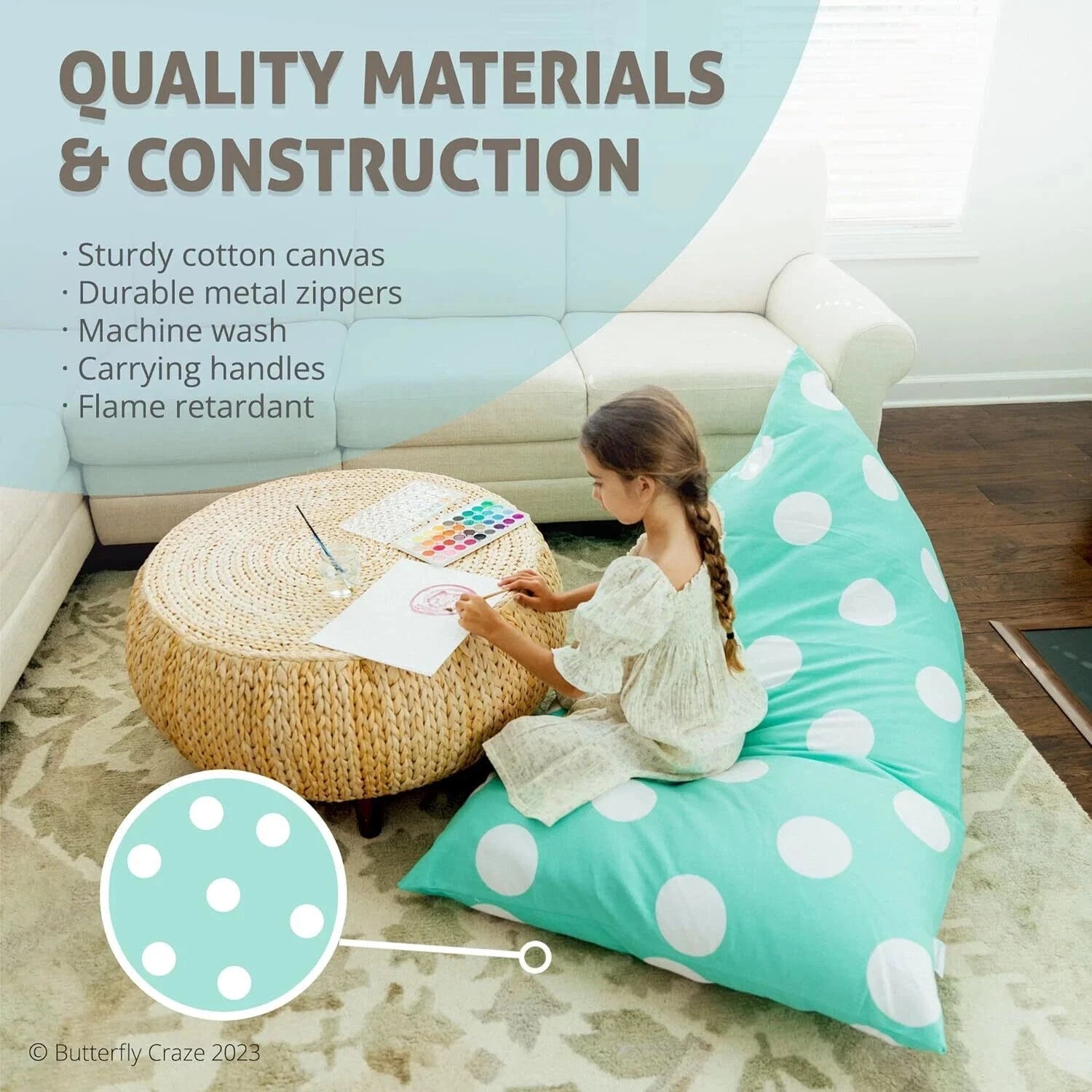 Bulk Deal: Bean Bag Cover with Storage Function – 12 Pieces per Box (Cotton, Large Size, Assorted Colours)