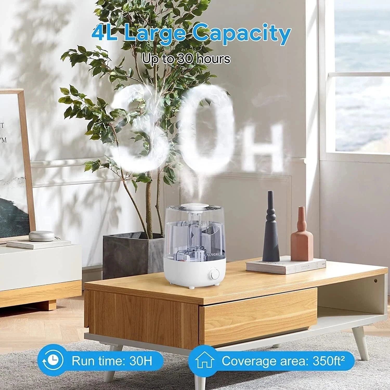 ALACRIS Air Humidifier 4L Large Capacity Top Fill 360° Model (AC-H001)