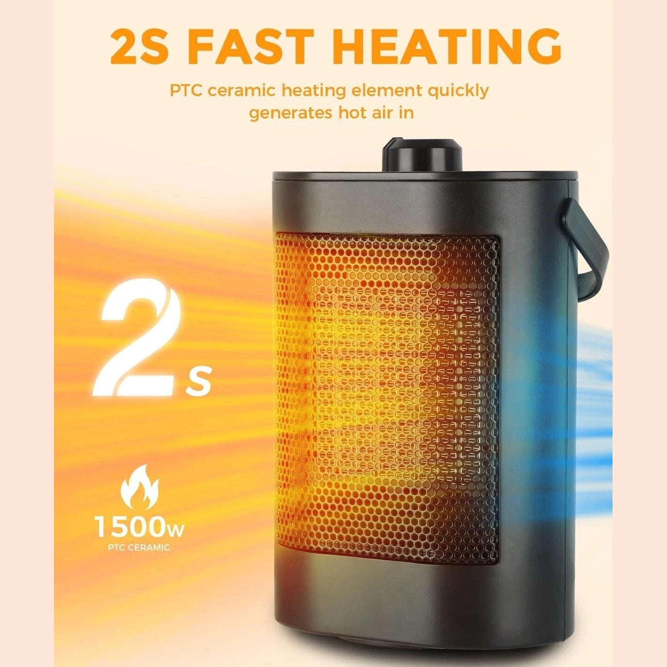 IVESION PTC Ceramic Portable Fan Heater – Energy-Efficient Electric Heater with Overheat and Tip-Over Safety, 75° Oscillating Design for Home, Office, Bedroom, and Study