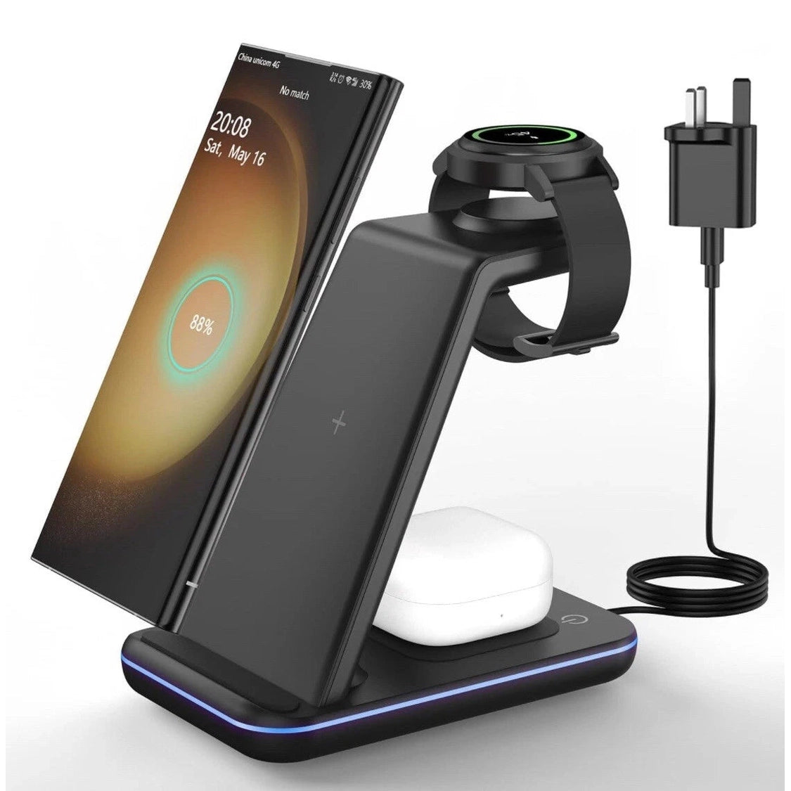 🔌 BUKU BH-036 3-in-1 Wireless Charging Station | For iPhone, Apple Watch & AirPods