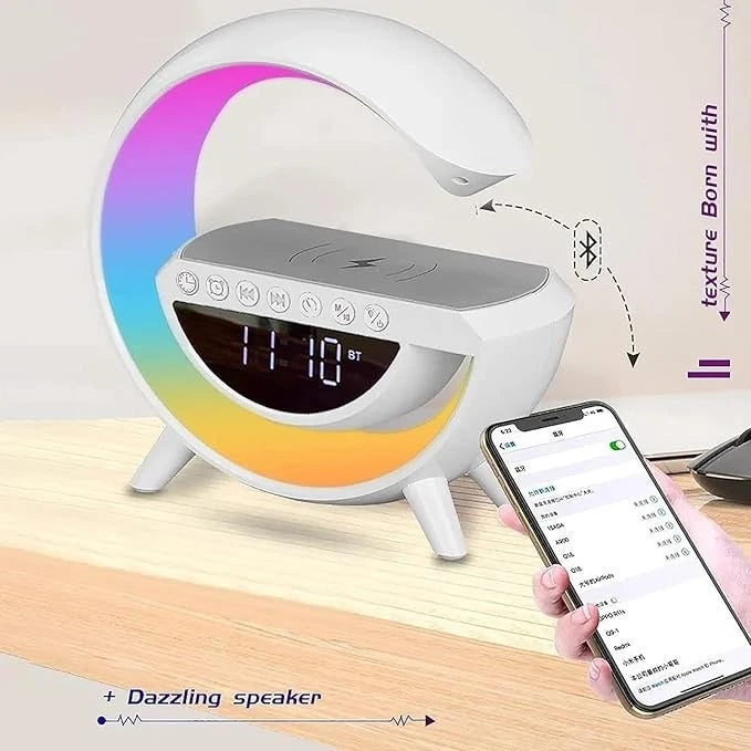 BT-3401 Wireless Charging Alarm Clock with Bluetooth Speaker & RGB Night Light