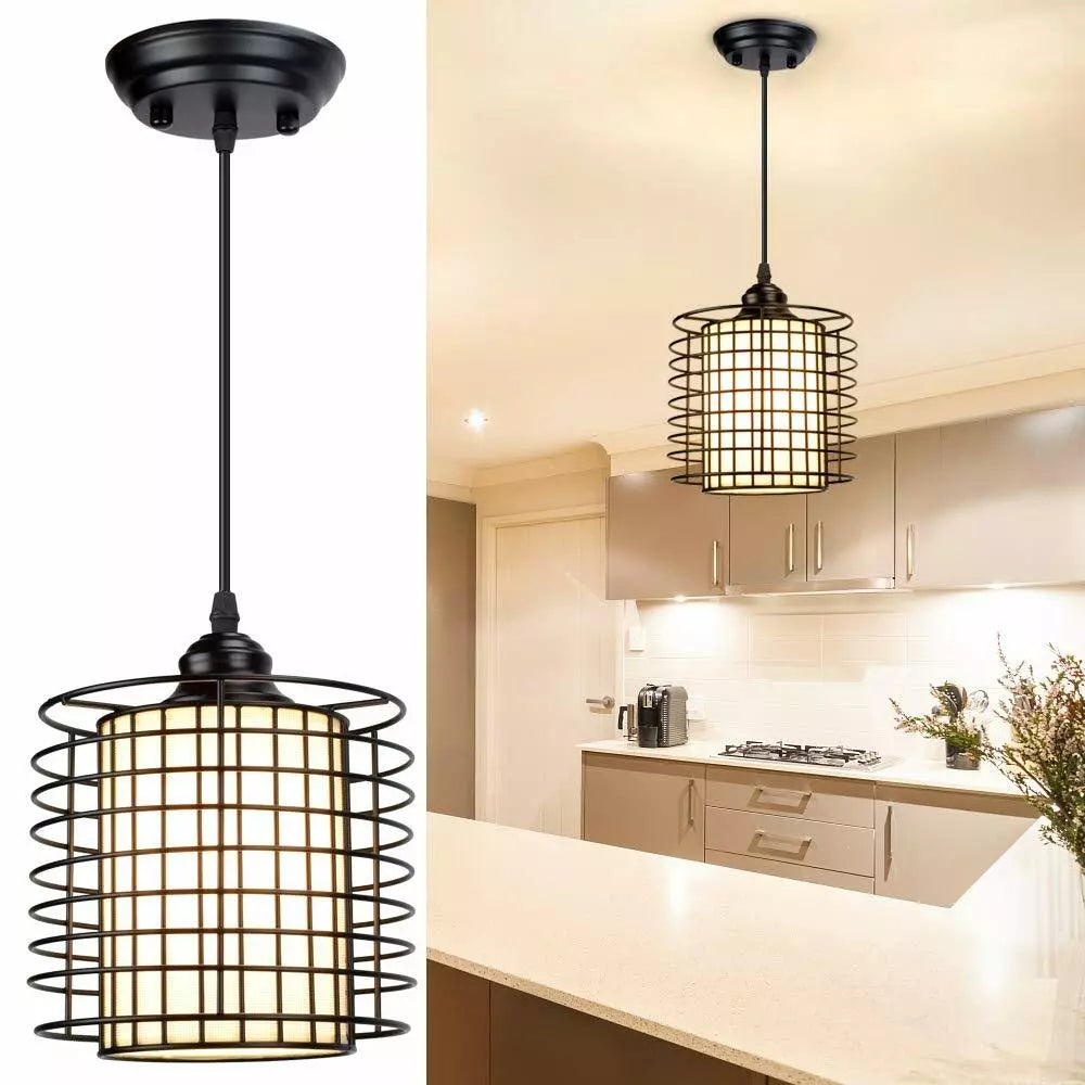 WSCDD22-B Metal & Linen Light Fixture – E26/E27 Compatible