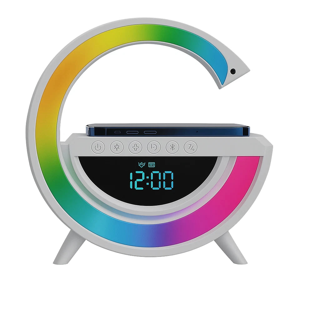BT-3401 Wireless Charging Alarm Clock with Bluetooth Speaker & RGB Night Light