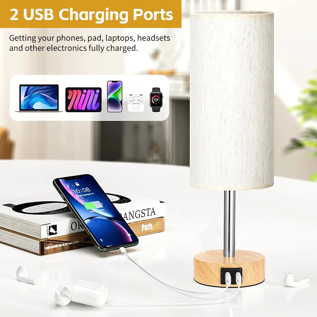Seealle  Lamp Touch Control Table Lamp with USB A Charging Ports 3-Way Set of 2/TL17SALW2