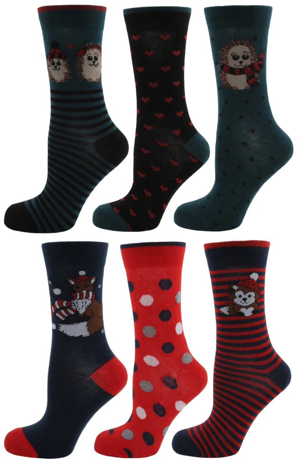 Zest 6 Pack Ladies Cotton Rich Assorted Design Socks | UK 4-8 Euro 37-42