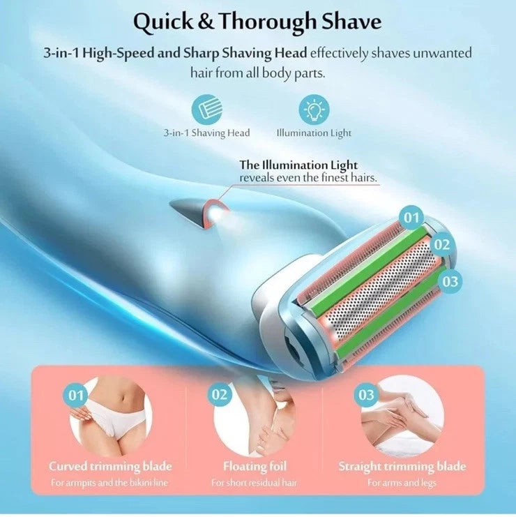 Ribivaul Electric Women's Body Shaver – Rechargeable, Wet/Dry Use