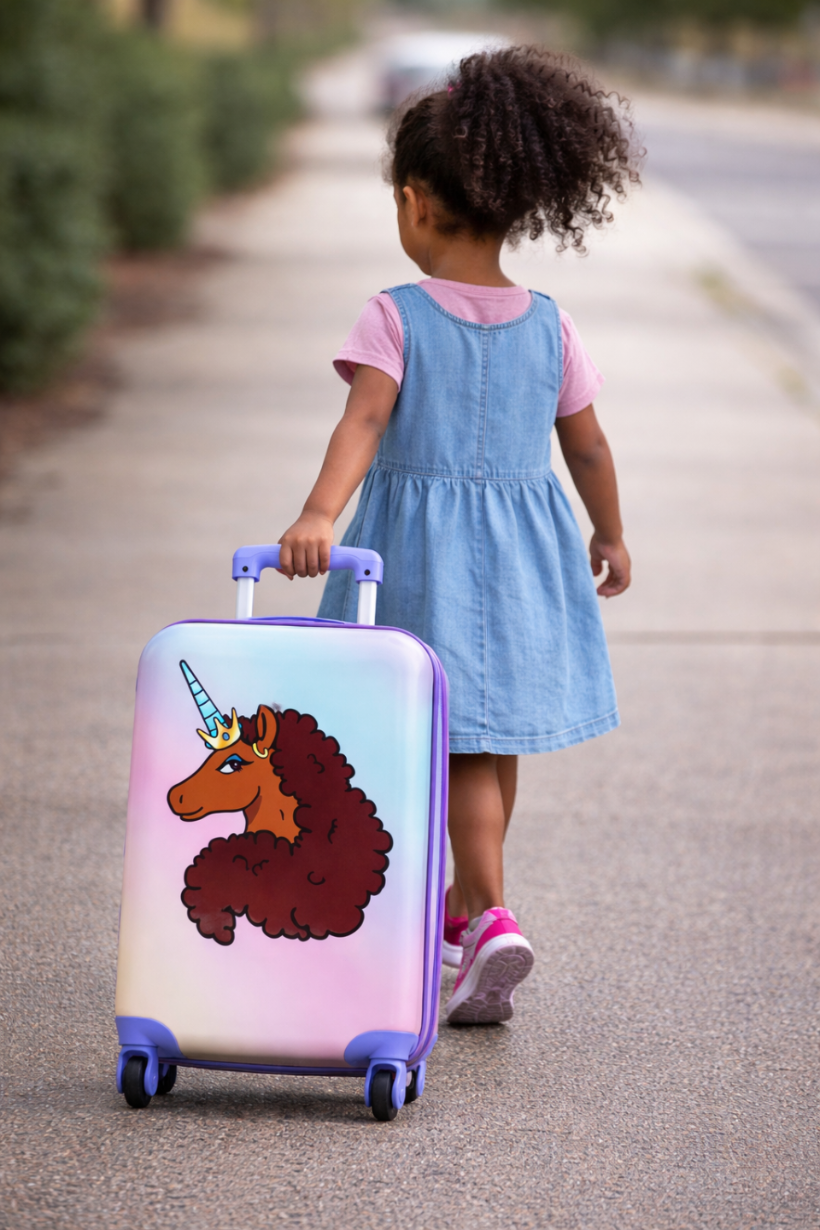 Afro Unicorn Kids Hard-Shell Suitcase –20" Travel Luggage with Wheels