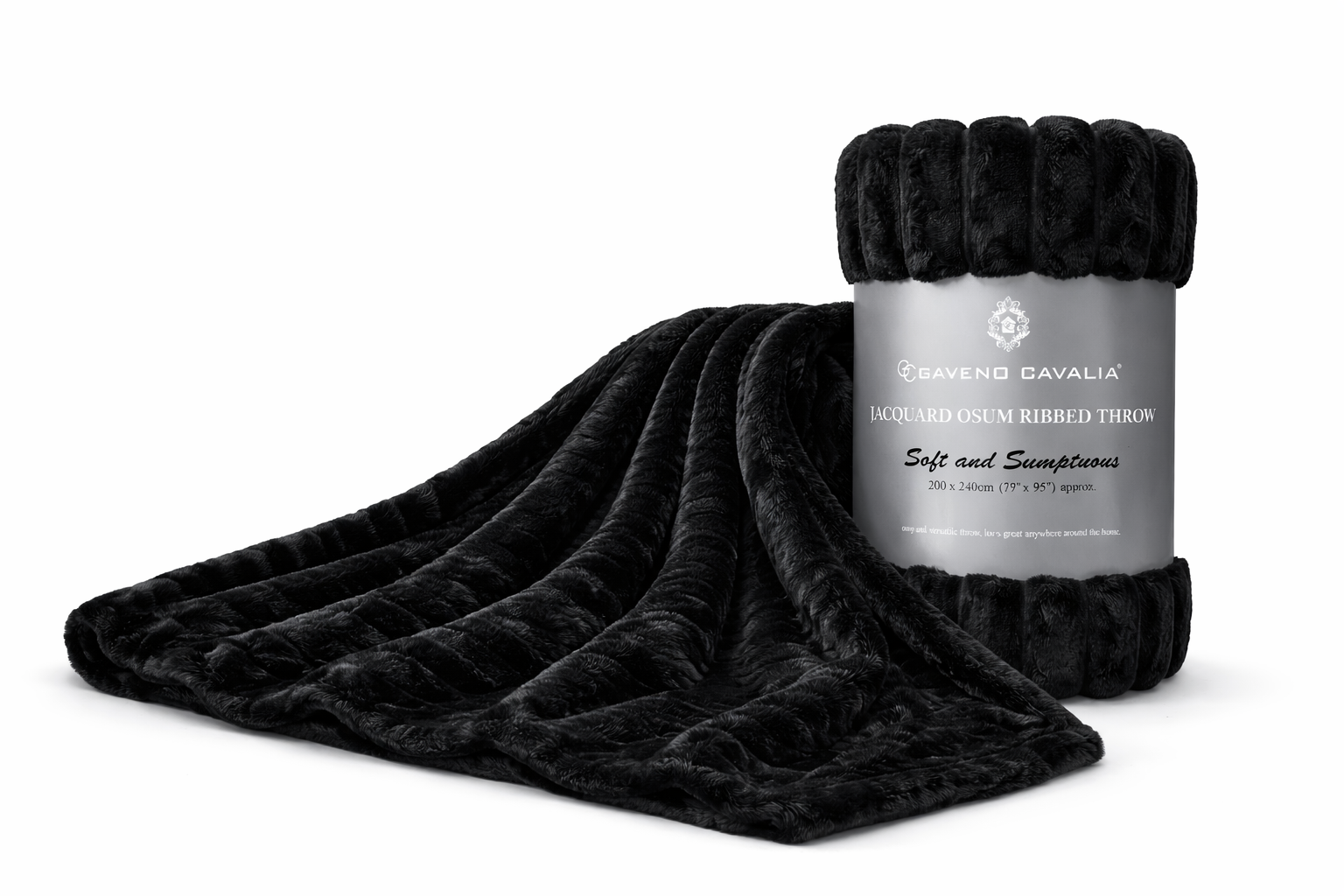 Gaveno Cavailia Jacquard Osum Ribbed Throw Blanket – 200 × 240cm