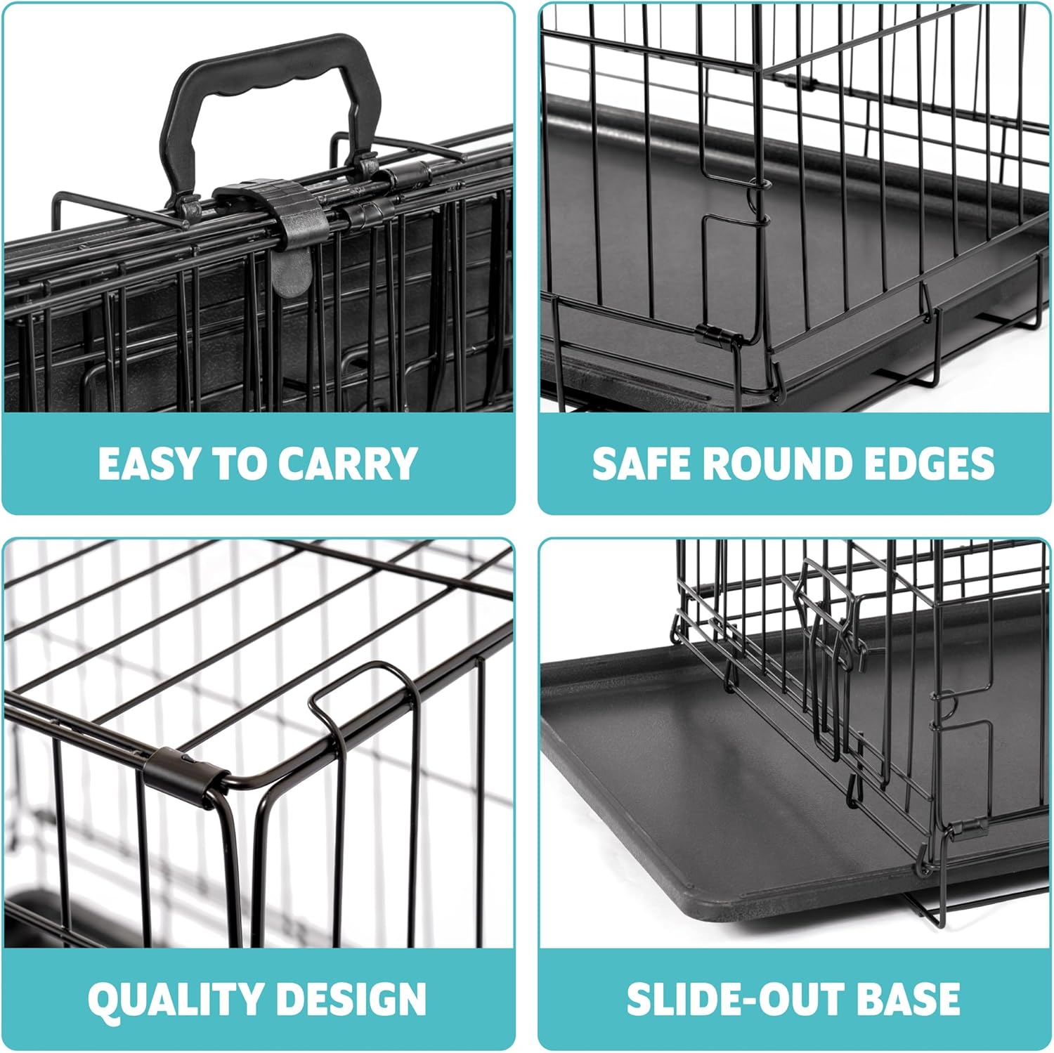 Doggie Solutions Premium Dog Crate Black (24” x 18” x 21”)